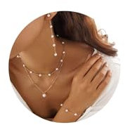 Auiremrti Damen Perlen Schmuck Set,Doppellagige Perlenkette mit Perlenanhänger,Perlenohrringe und Armband,Brautschmuck Set in Gold,Elegantes Schmuckset für Frauen