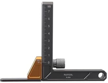Tiefenmesser Oberfräse Tischkreissägen, CNC-Fertigung aus Aluminiumlegierung, Wasserwaage Tiefenmesser, Metrische Ablesung, für Genaue Messungen bei Holzbearbeitungsprojekten (Schwarz)