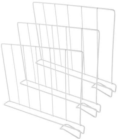 HOUDERCO Divisores de Estantes de Hierro para Armarios en Blanco, Organizadores de Ropa y Toallas Diseño de Gancho, 3 Piezas para Ordenar y Clasificar Espacios en Baño y Cocina
