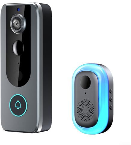 Lecreatekit Caméra de sonnette WiFi pour Tuya, caméra de sécurité sans fil avec détection de mouvement audio bidirectionnelle pour intérieur et extérieur