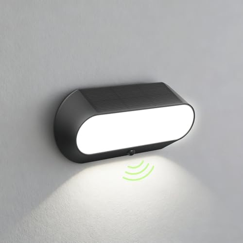 auralab Solar Lights Outdoor with Motion Sensor, Replaceable 2000 mAh Battery Solar Security Lights, Dusk to Dawn Waterproof Solar Wall Light for Front Door, Yard, Garage, Garden, Black