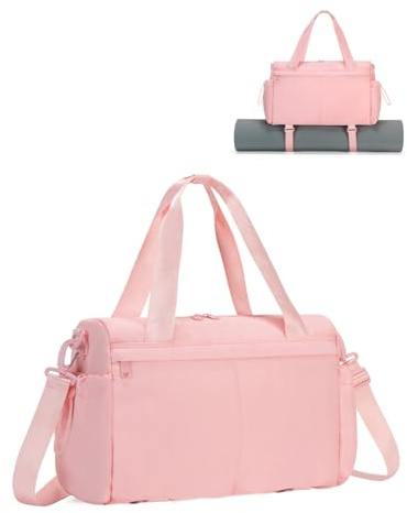 Small Gym Bag, Mini Gym Bag with Yoga Mat Holder & Wet Compartment, Pink