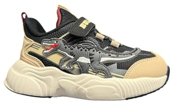 Bull Boys Scarpe Dinosauro SPINOSAURO Luminose per Bambini, Chiusura Strappo e Lacci Elastici, Suola Ultraleggera. (Nero, Sistema Taglie Calzature EU, Bimbo (0-5 Anni), Numero, Media, 32)