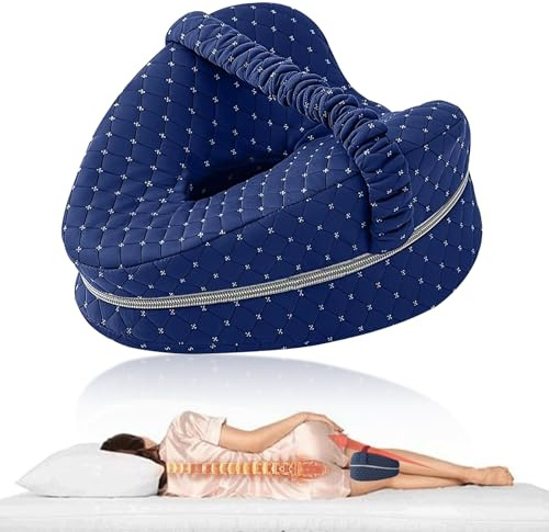KINDLUME Cojin para Dormir Entre Las Piernas, Almohada para Piernas, Almohada Ortopédica De Espuma Viscoelástica Forma Corazón para Alineación De Cadera y Columna, para Ciática, Dolor De Espalda