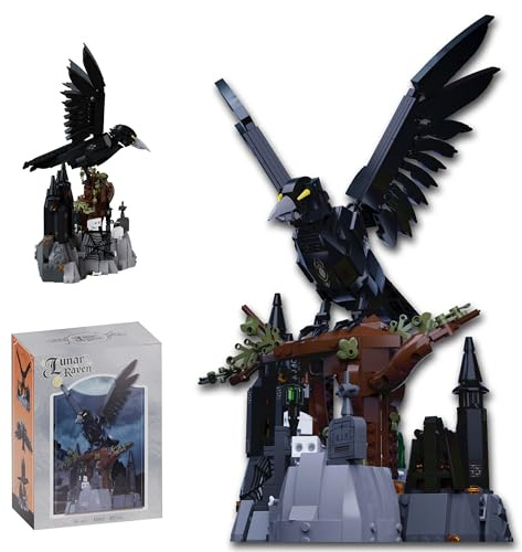 LIKLIKLINK Jeu de Blocs de Construction Raven Corbeaux, 1072 Pièces Kit de Construction de modèle réduit d'oiseau, Décoration de Chambre ou de Maison, Cadeaux créatifs pour Adultes et Adolescents