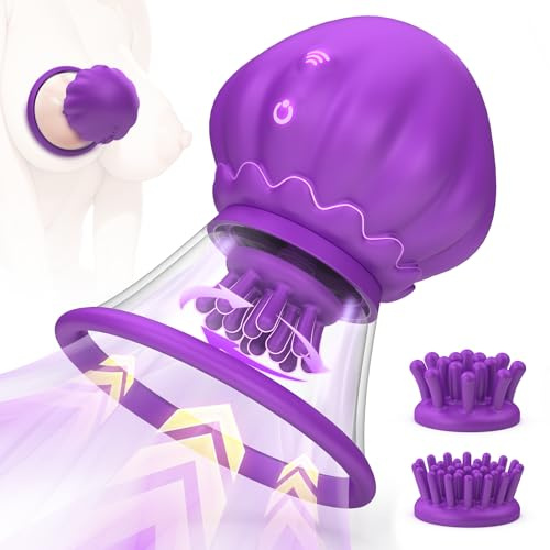Sex Toys Vibabrator for Women, Nipple Vibrator & Clitorise Stimulator Sucker with 10 Rotation & Sucking Modes Nipple Clamps Female Adult Sex Toy with 2 Brush Heads Pussy Pump for Womens Clit Sucker