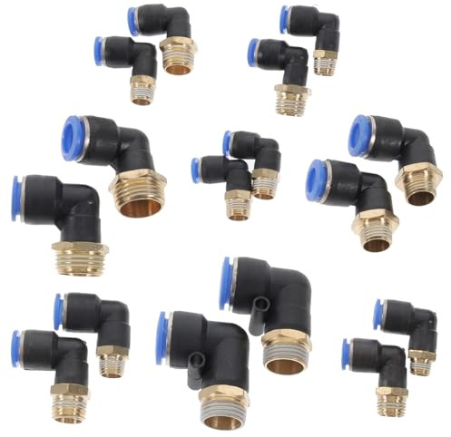 NAMOARLY Set 16pz Raccordi Rapidi per Tubi Aria Compressa, Raccordi a Crimpare in Plastica Filettati, Connettori per Tubi Flessibili, Accessori per Compressori D’aria, Connessione Veloce