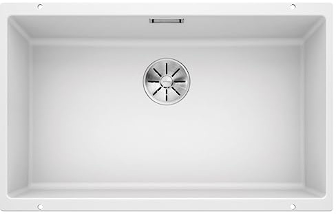 BLANCO SUBLINE 700-U | Granitdiskbänk av SILGRANIT vit | installationstyp: Underkonstruktion | för 80 cm breda underskåp | handfatsform 2 i 1: två handfat, en utskärning och endast monterad en gång