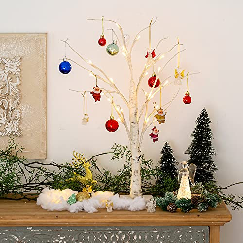 Arbre de Bouleau Blanc de simultation LED, décoration intérieure et Lumineuse de Noël, lumière créative de décoration dans la Chambre à Coucher, Ornement de Table de Nouvel an (Blanc)