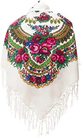 Générique Challes Foulard Blanc Motif Folk