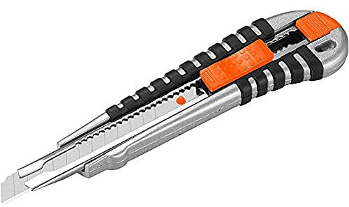 EDMA - Cutter Professionale Rivestito in Acciaio Zincato - Lama Preincisa da 9 mm - Taglierino con Lama a Spezzare e Blocco di Sicurezza - 170355 - Taglierina Per Uso Professionale e Fai da Te