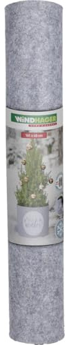 Windhager cache-pot décoratif en feutre Hello Winter L - 161 x 40 x 0,3 cm - gris/blanc - protection hivernale pour plantes en pot - protection contre le froid et le gel - avec fermeture velcro