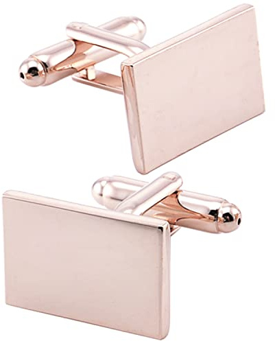 Jonwo Classique Rectangle Brillant Métal Boutons de Manchettes Homme en Coffret Cadeau Cufflinks Bijoux pour Mariage Affaires Chemise Robe Cadeau Anniversaire (Rose)