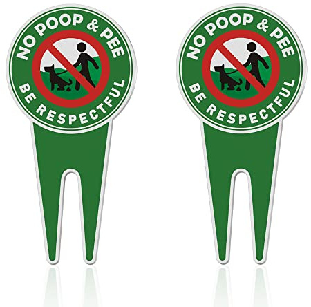2 cartelli di divieto di pipì per cani, scritta in lingua inglese “No Poop and Pee, Be respectful”, double-face, per giardino e cortile, 30 x 15 cm