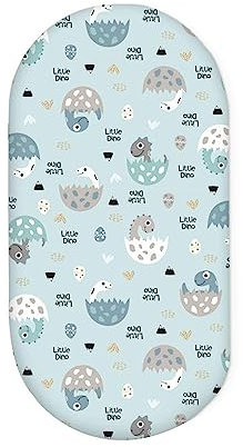 Odot Spannbettlaken für Kinderbett, Weiche Kinderwagen Matratzenbezug, Baby Spannbetttuch Stubenwagen Bezug für Babybett/Beistellbett, mit Gummizug, Perfekte Passform (82x41cm,Kleiner Dino)