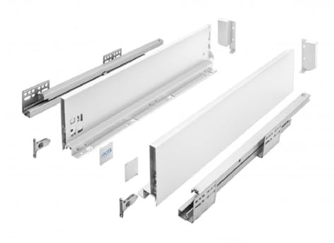 MS Beschläge Système de tiroirs en acier - Blanc - Charge maximale : 40 kg - Guide sous le sol - Extension complète - Glissière de tiroir à fermeture douce (longueur : 500 mm, hauteur : 120 mm)