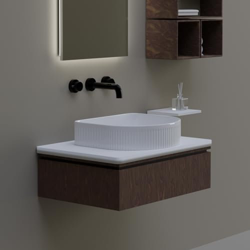 FARMMLIFXE 40,6 cm halbrundes Keramik-Handwaschbecken, Badezimmer-Gefäß, Waschbecken über der Theke, weiße Arbeitsplatte, Kunstwaschbecken, Keramikwaschbecken, Handwaschbecken (E-463)