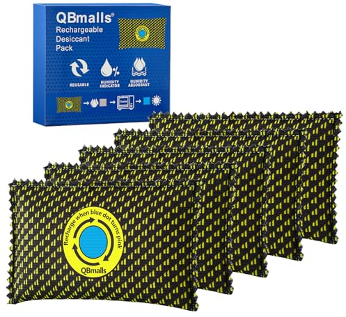 QBmalls 100g Rechargeable Desiccant Pack of 5,Moisture Absorber for Storage,Gun Safes,camper and Cars,Desiccant Dehumidifier for Closets,Drawer,Luggage and Small Spaces