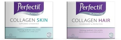 Bundle of Perfectil Platinum Collagen Drink Supplement for Women Skin - 10 x 50 ml vials + Perfectil Platinum Collagen Drink Supplement for Women Hair - 10 x 50 ml vials