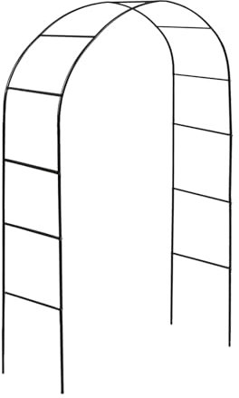 Harbour Housewares Metal Garden Arch Arbour - 2.4M x 1.4M - Black - 1x Large Wide Heavy-Duty Outdoor Climbing Plants Rose Flower Gate Archway Pergola Trellis Support Frame Wedding Decoration