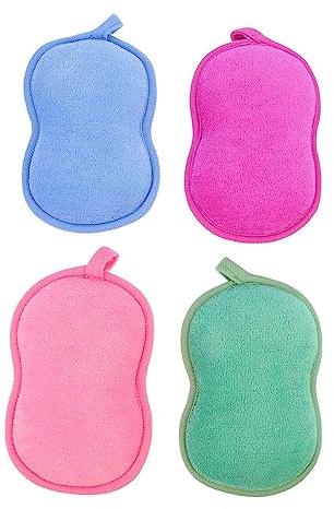 LOLIPPYY Spugne Bagno Morbide per 4 Pezzi Esfoliante in Set Spugne Riutilizzabili per Bagno Accessori dei