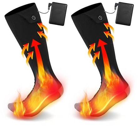 WaooHeat Heated Socks for Men Women, Upgraded Rechargeable Electric Heated Socks Machine Washable Winter Thermal Warm Sock 5000mAh Battery Powered Heating Socks with 4 Temperature Setting