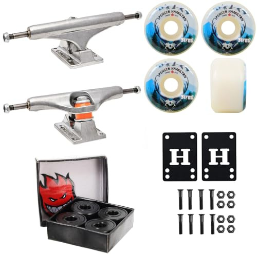 Independent Skateboard Trucks 149 (8.5) with Satori 54mm Hamilton Canada Conical 101A Wheels and Spitfire Bearings, 1 Hardware, and 1/8 Risers - Premium Grade Skateboard Parts