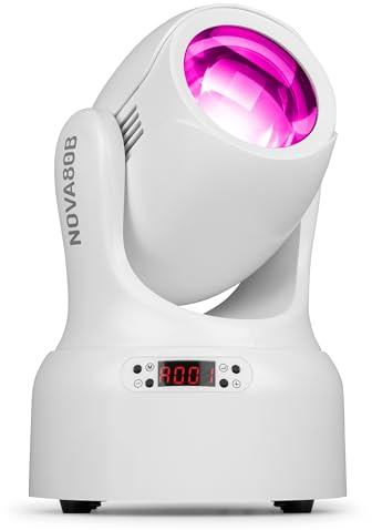 BeamZ NOVA80B-WH – Cabeza móvil LED 80W con gobos, prisma giratorio, estroboscopio, DMX y programas automáticos – Foco led movil compacto ideal luces discoteca profesional, color blanco