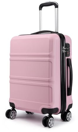 KONO Trolley Koffer Mittelgroß Leicht Hartschalenkoffer Reisekoffer mit 4 Rollen und TSA Schloss, 65x44x25.5cm, 61Liter, Zwillingsrollen Rollkoffer, ABS Hartschale (Pink, L)
