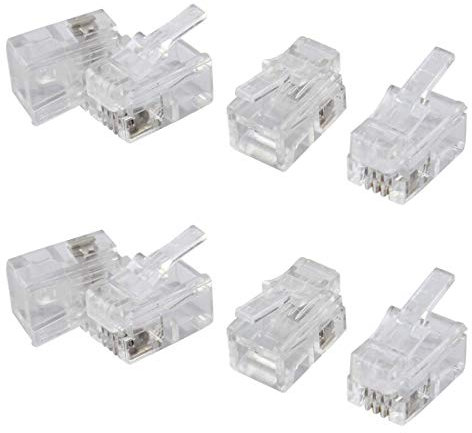 N/A 8 Pezzi 4 Pin RJ10 4P4C connettore Chiaro per Cavo di cornetta