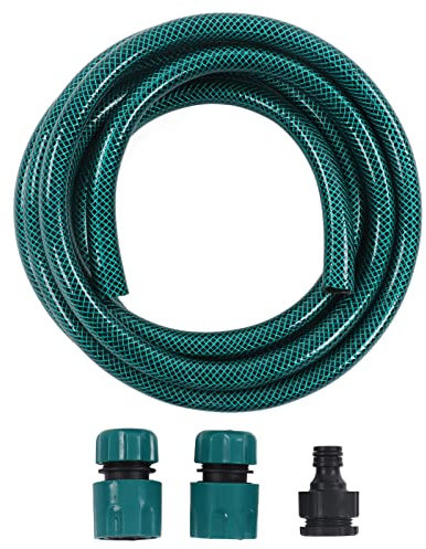YUMILI Manguera de Agua 12mm, 3 Metros - Manguera de Riego para Jardín, Lavadora, Lavado de Coches - Resistente a Alta Temperatura y Presión, Incluye 3 Conectores Rápidos, Anti-Enrollamiento