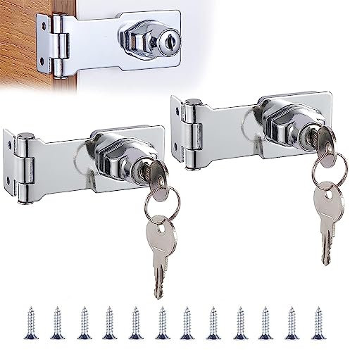 Cerradura de Cerrojo con Llave 2 piezas Cerrojo con Llave de Metal Cerraduras, Candado Hasp Cerrojo de Seguridad, Cerrojo de metal con candado y llave para muebles, armarios, cajones, Buzón, Casillero