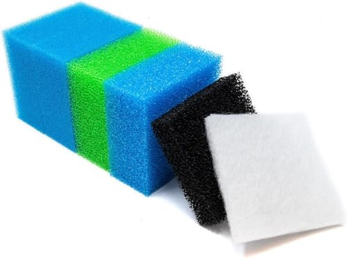 VIALIA 11x Filterschwamm Aquarium kompatibel mit Juwel Compact BioFlow 3.0/ M, 2X Feinfilter, 1x Grobfilter, 1x Nitratfilter, 2X Aktivkohleschwamm, 5X Filterwatte, Aquarium Schwämme