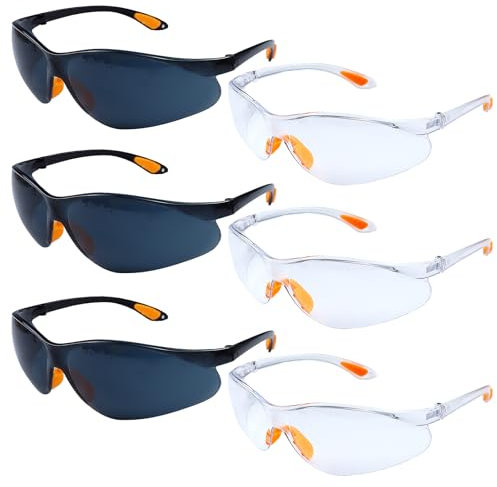 PIWOSGOL 6er-Pack Schutzbrillen Arbeitsschutzbrille, Schutzbrille, Augenschutzbrille Laborbrille kratzfeste LinsenSicherheitsbrille für Kinder Herren Damen, Schutzbrille für Brillenträger