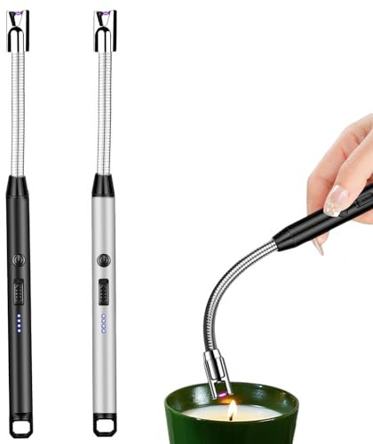 Sporgo Stabfeuerzeug Lichtbogen Feuerzeug: 2 Stück Feuerzeug USB Aufladbar Stabfeuerzeug Winddichte Flammenlose Elektrisches Lichtbogen Feuerzeug Kerzenanzünder für Küche Camping