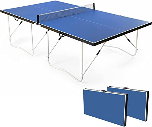 Homelikesport 9FT Professional Table Tennis Table, Indoor Outdoor Portable Ping Pong Table,10 Minute Quick Assembly Adjustable Ping Pong Table with Single Player Playback Mode and Net