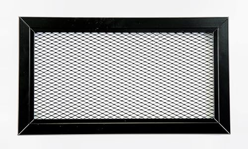 DEMLOU Rejilla de ventilación aluminio perforado con malla protectora – Negro RAL 9005 – difusor aire caliente interior/exterior – rejilla rectangular 30x15 cm.