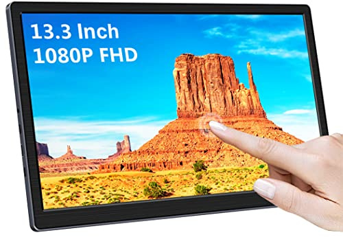 Magedok Écran Tactile Portable 13,3 FHD USB C, écran Mobile avec Type-C OTG, Mini HDMI, USB C, Moniteur Portable Narrow Bezel pour Ordinateur Portable, PC, Mac, Console de Jeu