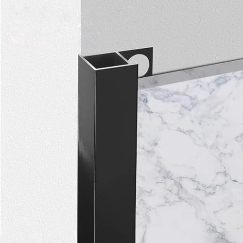 Raouoae Profilé d'angle en Aluminium pour Carrelage 125 Cm* 2 Pièces pour Bordure De Sol Et Mur Profilé Décoratif pour Finition Carrelage Protection Et Finition Angle De Carrelage(Black,Width:8mm)