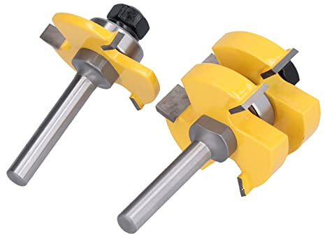 Fresa per Scanalatura con Linguetta, Set di Frese per Scanalatura con Linguetta Regolabile con 3 Denti Rivestimento in PTFE Resistente Al Calore Diametro Gambo 8 Mm, Punte per