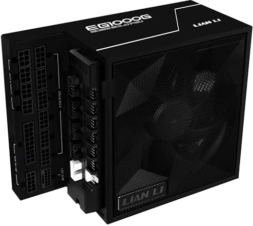 Lian Li Edge Gold 1000 PC Netzteil Schwarz, 1000 Watt ATX Netzteil, PCIe 5.1, ATX 3.1 PSU | 80 Plus Gold, modular, Sleeved Cable Kit, 12VHPWR für NVIDIA RTX, leiser Lüfter, USB Hub & Fan Hub
