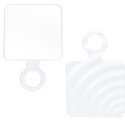 Funerom Square Hand Mirror with Handle for Women,White, 9 x 5.9 inch