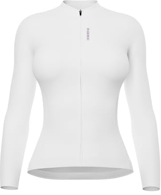 INBIKE Fahrradtrikot Damen Langarm Sonnenschutz Fahrradbekleidung Atmungsaktivität Radtrikot Rennrad Shirt Trikot Fahrrad Trikots Oberteil Weiß S