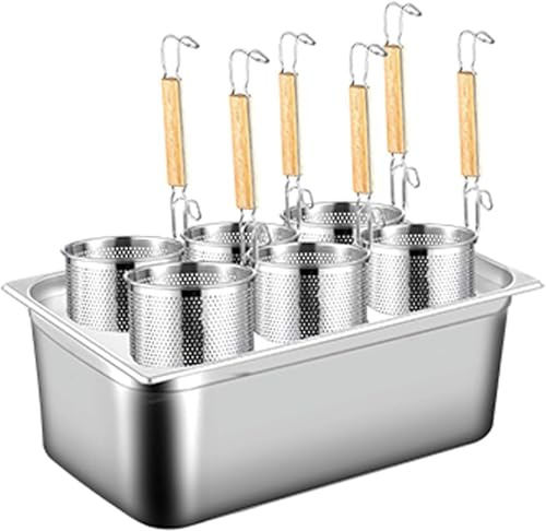 CCKUYT Pentole per la Pasta, cuocipasta, pentola per la Pasta a 6 Fori con Inserto scolapasta, pentola Quadrata in Acciaio Inox con Coperchio per Noodles, Verdure e Gnocchi, Com