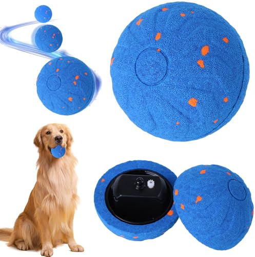 Rhyhome Interaktiver Hundeball, Wicked Ball Air Self Moving Dog Ball, Intelligentes Interaktives Hundespielzeug mit 2 Spielmodi, Geburtstagsgeschenk mit LED-Lichtern - Blau