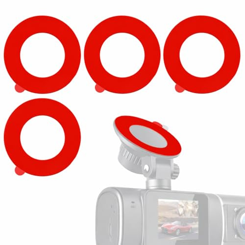 4-Pack Round Double-Sided Adhesive Pads – Compatible with REDTIGER Dash Cam Suction Mounts for Secure Windshield Installation