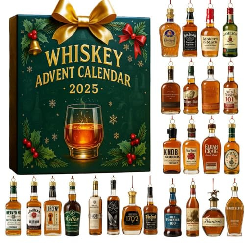 Adventskalender 2025, 24 Tage ohne Wiederholung Adventskalender Alkohol Anhänger (ohne Getränke),Whisky Anhänger Geschenk,Getränkekalender für Erwachsene, Barliebhaber und fröhli