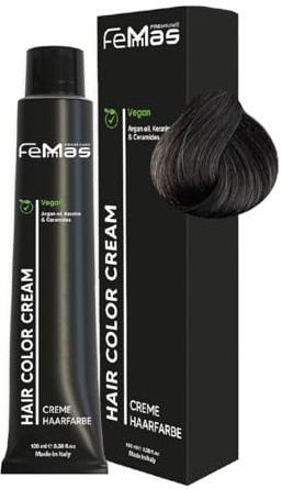 FemMas Haarfarbe Hellbraun Asch Intensiv 5.11 I Creme Haarfarbe mit Arganöl, Keratin & Ceramiden I Als dauerhafte Haarfärbung oder Tönung für strahlende, haltbare Farbergebnisse I 100 ml