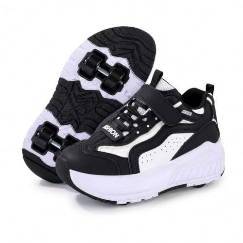 Hearda Chaussure à Roulette Garçons Filles, 2 en 1 Chaussures a roulettes Démontage Enfants avec 4 Basket Roller, Patins à roulettes Adolescents pour Intérieur Extérieur