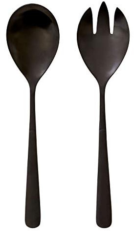 Modern Retro Salad Servers, Matte Black, Set of 2